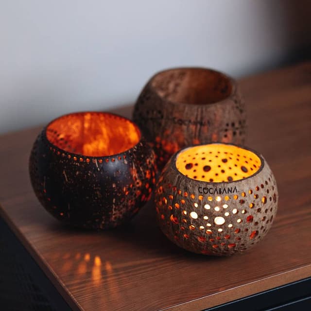 Coconut Shell Tea Light Holders